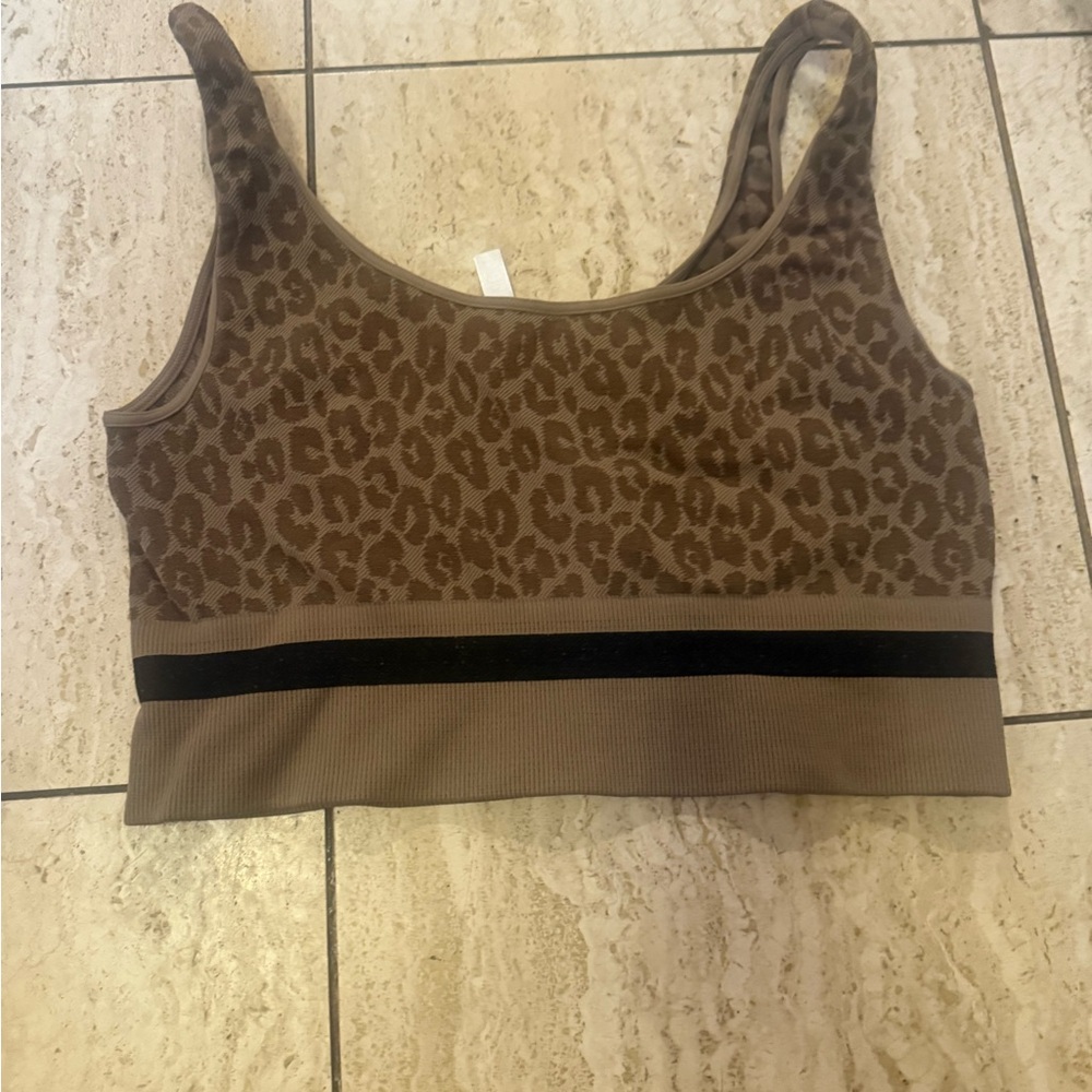 Leopard Print Brown Sports Bra